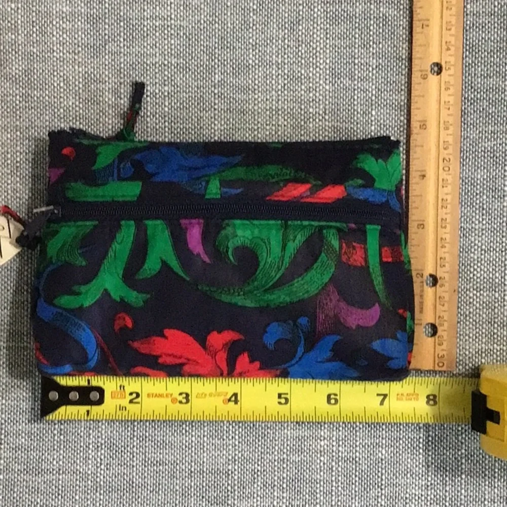Vintage DVF Cosmetic Bag Pouch Makeup Fabric Zippers Pockets Deadstock